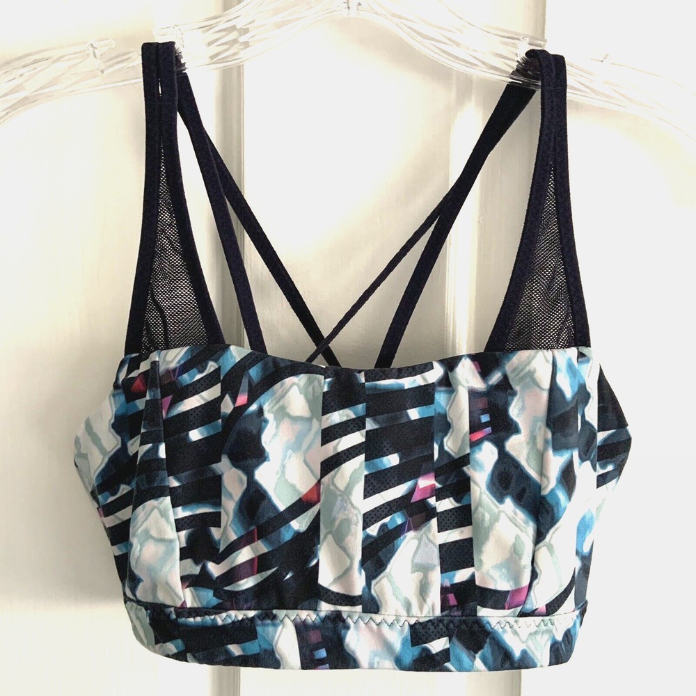 Athleta Sports bra Womens XS Strappy back Sports Casual Yoga Gym Workout mesh